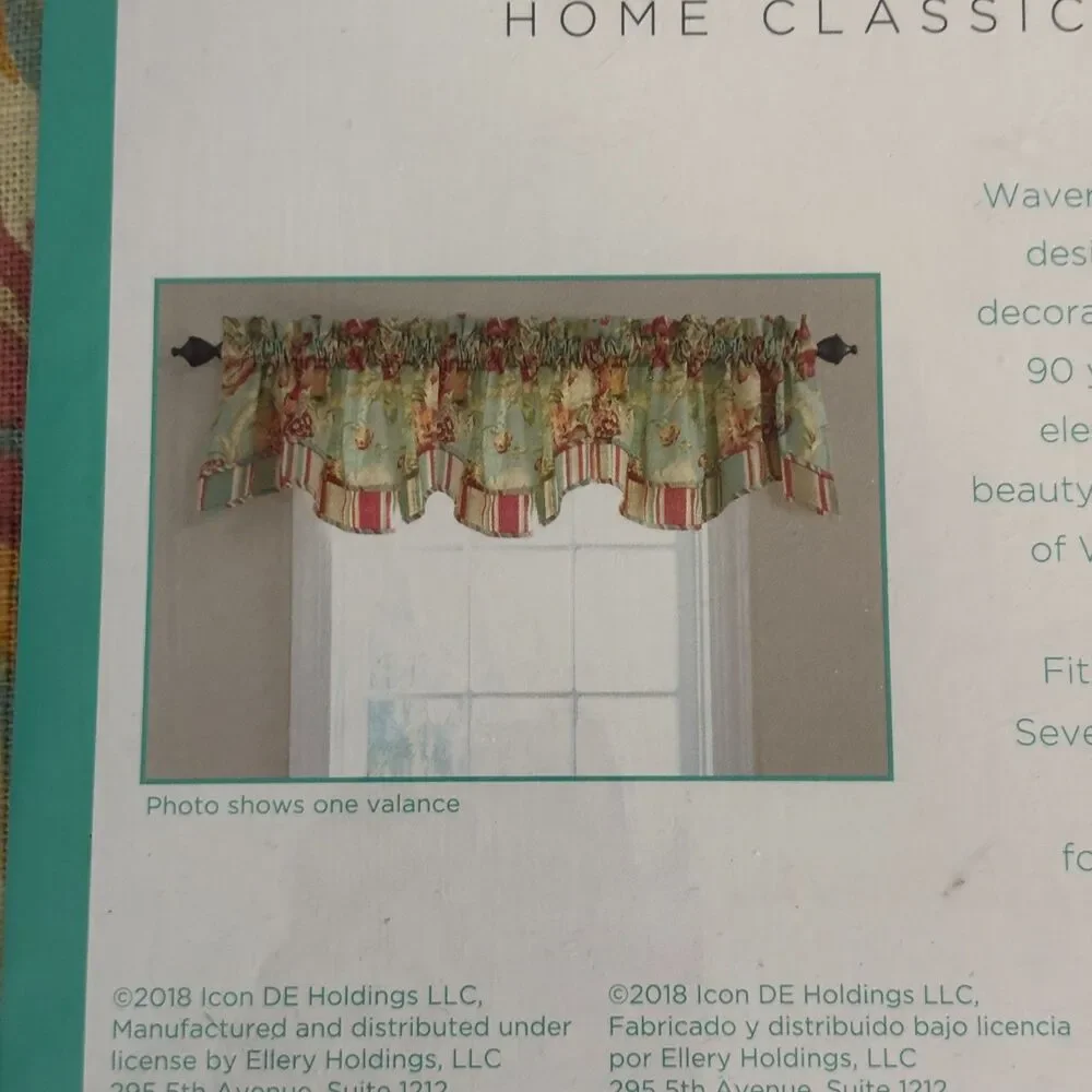 New Waverly Home Classics Spring Bling Vapor Valance Stripe Floral Scallop 52x18